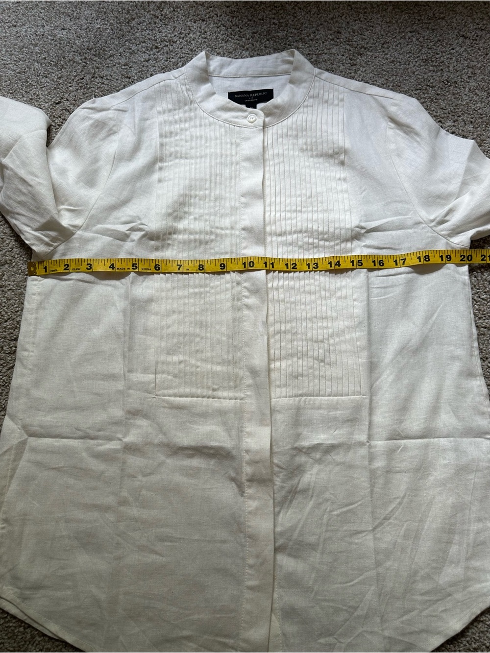 NWT Banana Republic Cream Linen Blend Tuxedo Shirt Size M - Picture 4 of 9